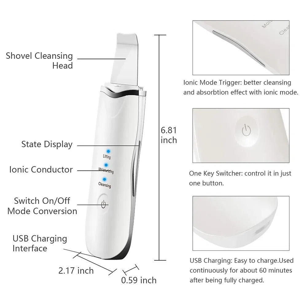UltraSkin Tri-Function Pro - Advanced Ultrasonic Facial Spatula System